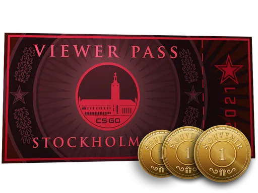 Stockholm 2021-åskådarpass + 3 souvenirpolletter